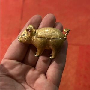 Monet Gold Pig Shaped Trinket Box